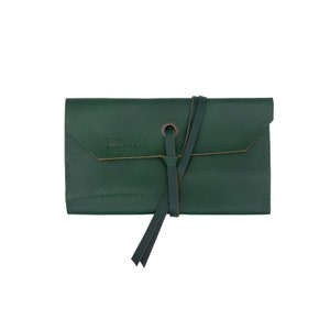Green Chef Knife Roll, Knife Case, Full Grain Leather Knife Roll, Knives Roll Holder, Leather Knife Roll Bag, Chef Gift