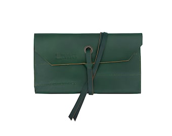 Green Chef Knife Roll, Knife Case, Full Grain Leather Knife Roll, Knives Roll Holder, Leather Knife Roll Bag, Chef Gift