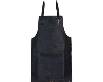 Full Grain Black Leather Apron Handmade Kitchen Apron Chef Apron Cooking Apron Butcher Apron Baker Apron BBQ Apron Blacksmith Apron Pockets