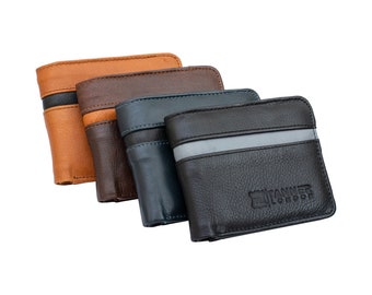 Men Real Leather Bi - Fold Wallet 7 Card Holder RFID Gift Box Travel Pouch Tanner London
