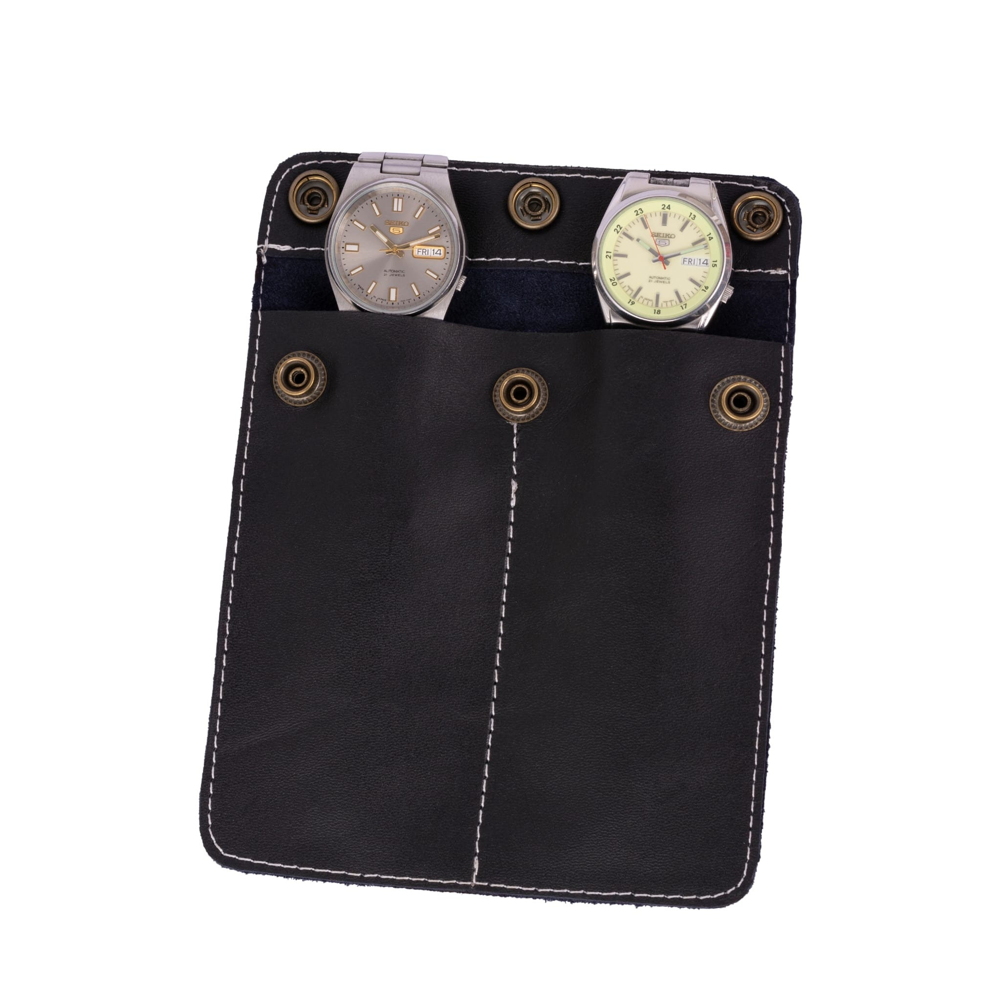 Leather Watch Case: Ideal Two-Watch Travel Pouch and Storage Roll—Great Groom's Gift and Unisex Christmas Gift...