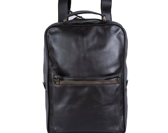 Dark Brown Leather Backpack: Handmade Full Grain Rucksack