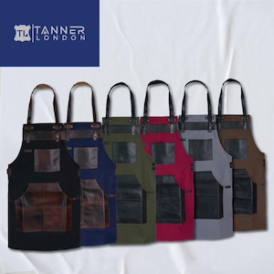 High Quality Canvas Apron Leather Pockets Handmade Kitchen Apron Chef Apron Cooking Apron Butcher Apron Baker Apron BBQ grill Apron gift..