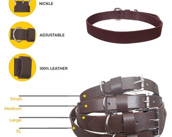 Handmade Luxury Real Leather Dog Collar and Leash Brass Buckle Black and Brown Gift for Pet