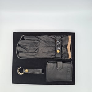 Herren Echtleder handgemachte Handschuhe Trifold 13 Kartensteckplatz Brieftasche und Schlüsselring Geschenkbox für ihn