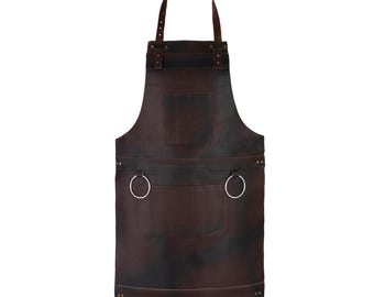 Handmade Full Grain Leather Apron: Adjustable Fit, Chef BBQ Workshop