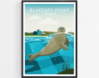 Blakeney Point, Norfolk Poster, Harbour Seal Art Print, England, United Kingdom Travel Wall Decor, North Sea Animal Wall Art