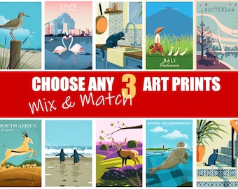 Any 3 Art Prints or Posters, Mix and Match Set of 3 Special Deal, Travel and National Park Posters, Animal Wall Art, Posters Bundle Combo