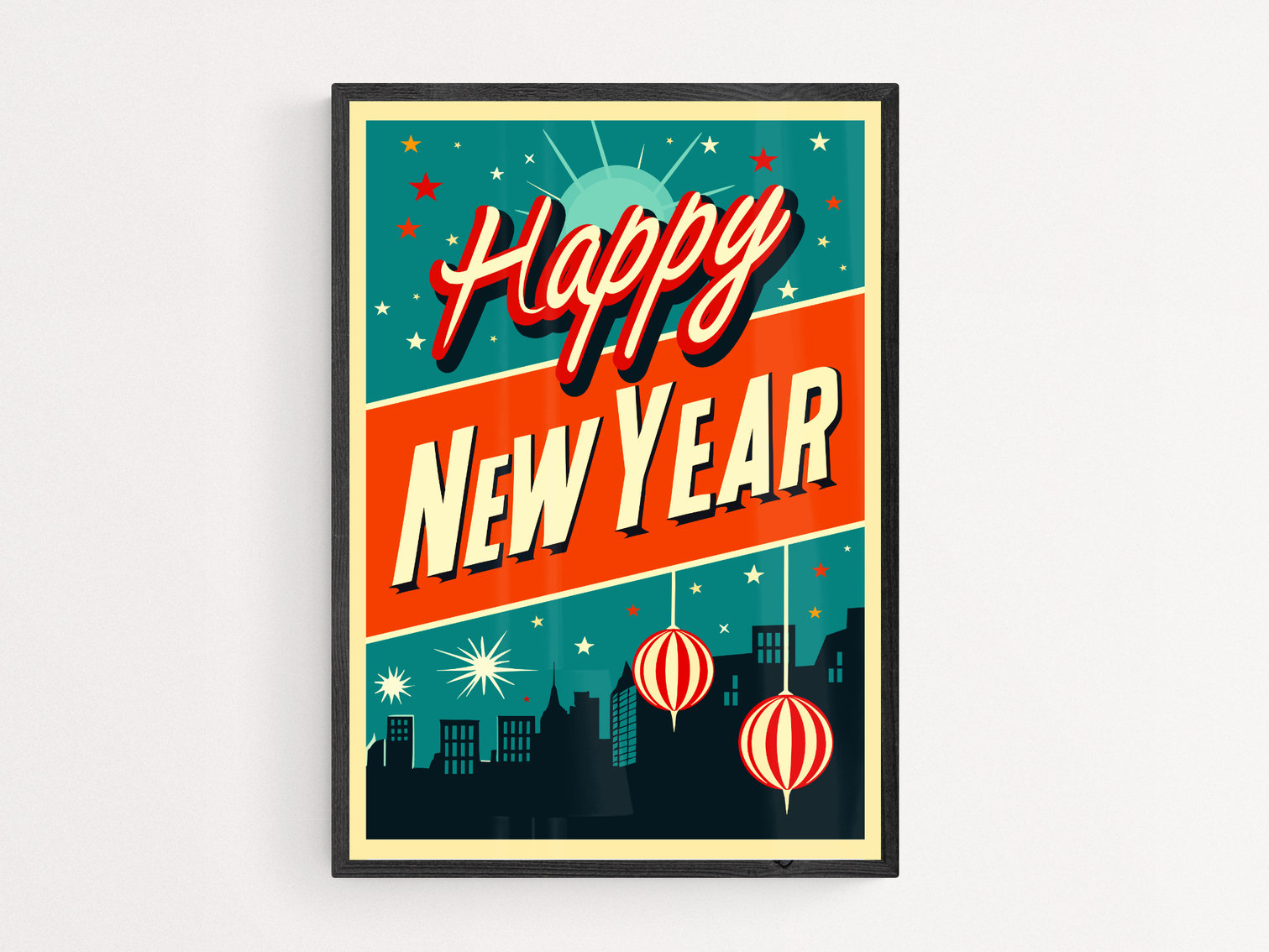 Impresión o tarjeta de Feliz Año Nuevo, descarga imprimible, letrero de  fiesta de celebración de mediados de siglo, arte mural retro de los años  cincuenta, decoración de Nochevieja 2025 - Etsy México, image size:1511x1134