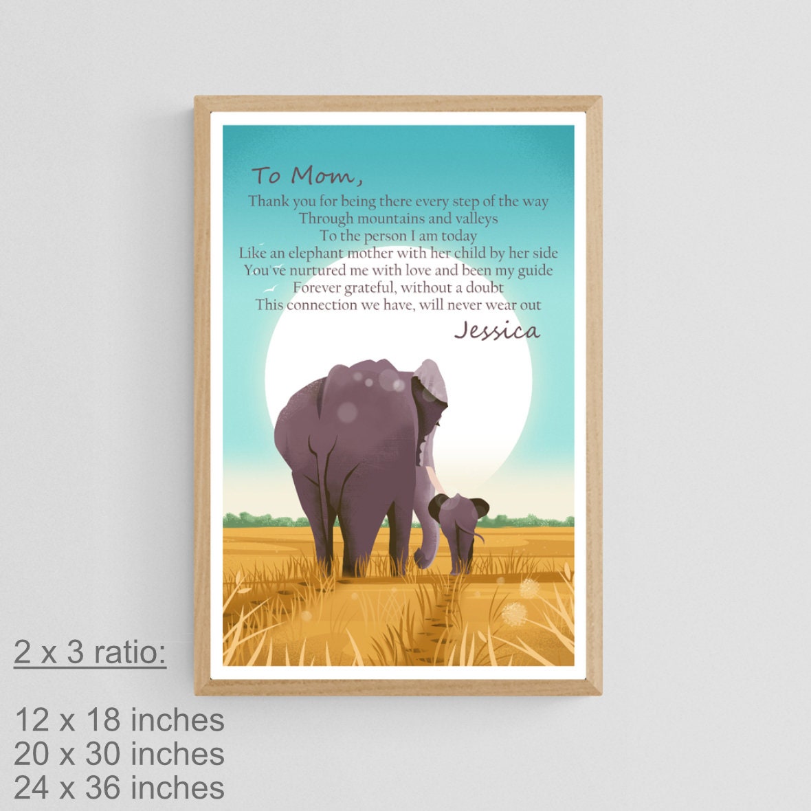 Grateful Boho Mama And Baby Elephants Grateful Boho Mama And Baby Elephants