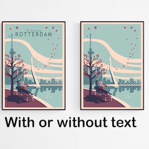 Rotterdam Art Print Illustration Wall Art Rotterdam Poster Romantic City Travel Poster image 2