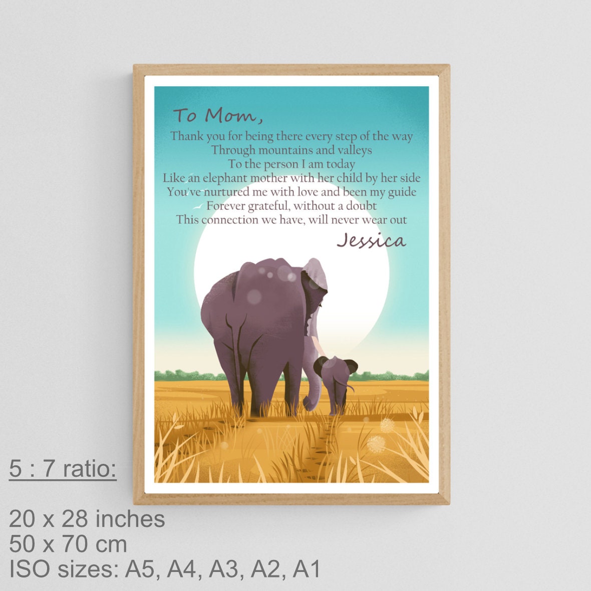 Grateful Boho Mama And Baby Elephants Grateful Boho Mama And Baby Elephants