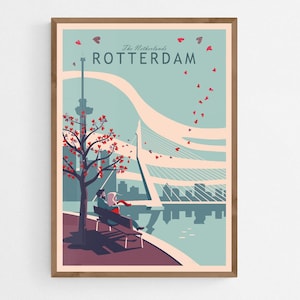 Rotterdam Kunstdruck | Illustration Wandkunst | Romantisches Rotterdam Poster