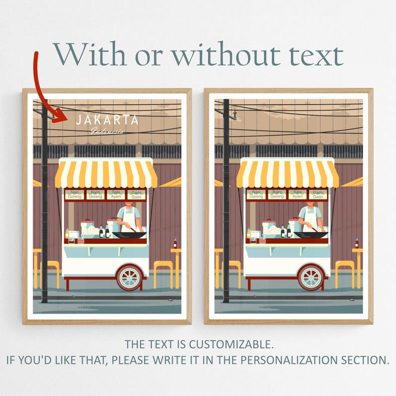 Indonesian Street Food Stall Art Print, Nasi Goreng Food Truck in