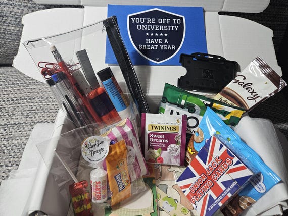 Uni Student Survival Kit Gift Box: Uni Essentials, Treats & Games