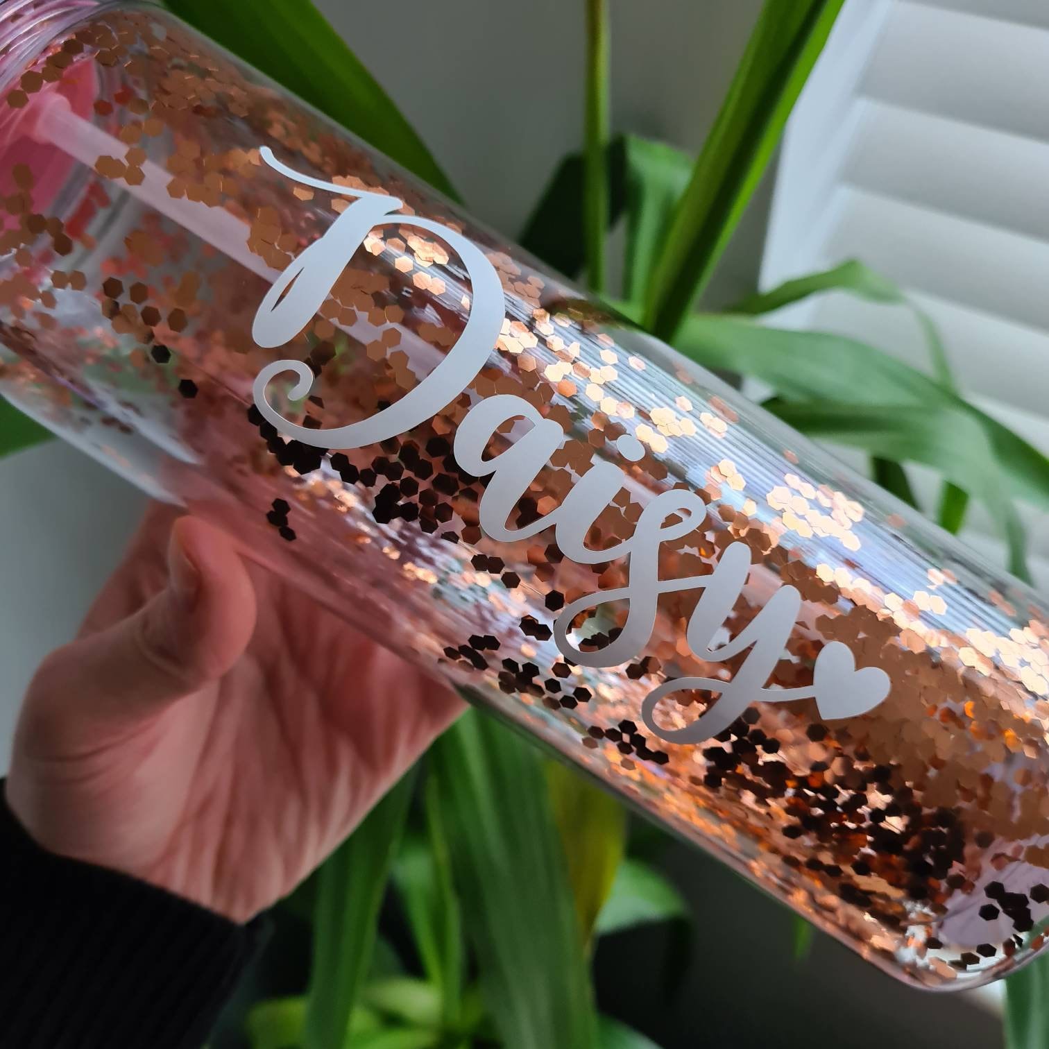 Personalised Glitter Water Bottles 550ml BPA Free Rose Gold Etsy