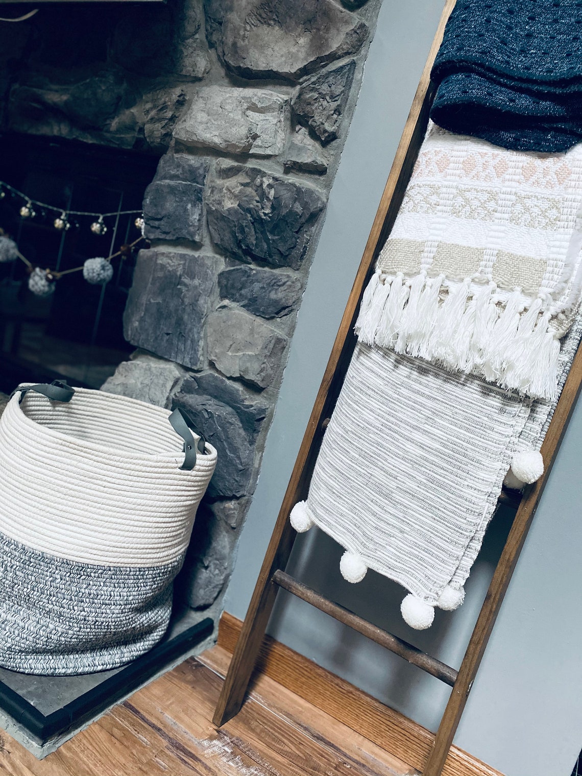 Wooden Ladder Blanket Holder Ladder Decor Etsy