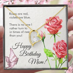 Happy Birthday Mom Jewelry Gift Roses with Butterfly Message Card From Daughter or Son Mothers Day