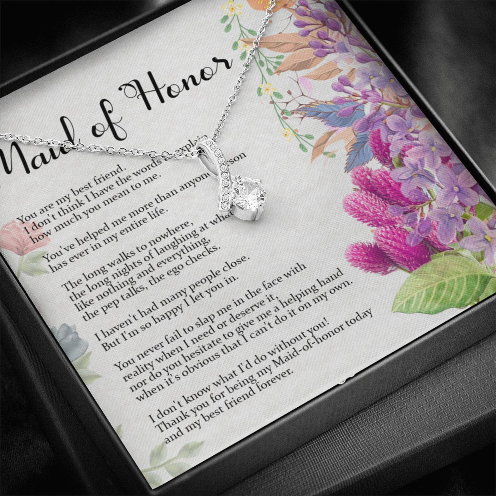 Maid of Honor Message Card on Wedding Day Maid of Honor Gift Etsy