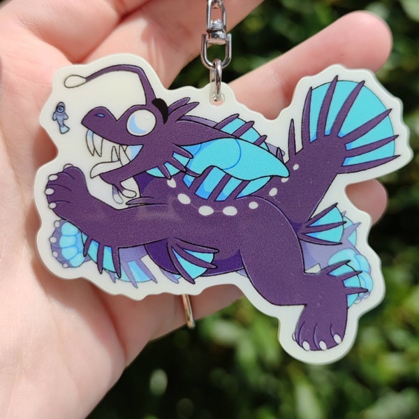 Glow in the dark fursona angler fish acrylic keychain