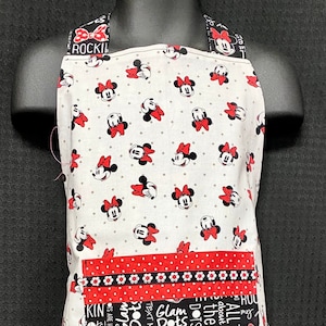 Kinder Glam Minnie Maus Baumwollschürze mit Eingriffstasche und Banddetail - Wendbar, Versandkostenfrei!