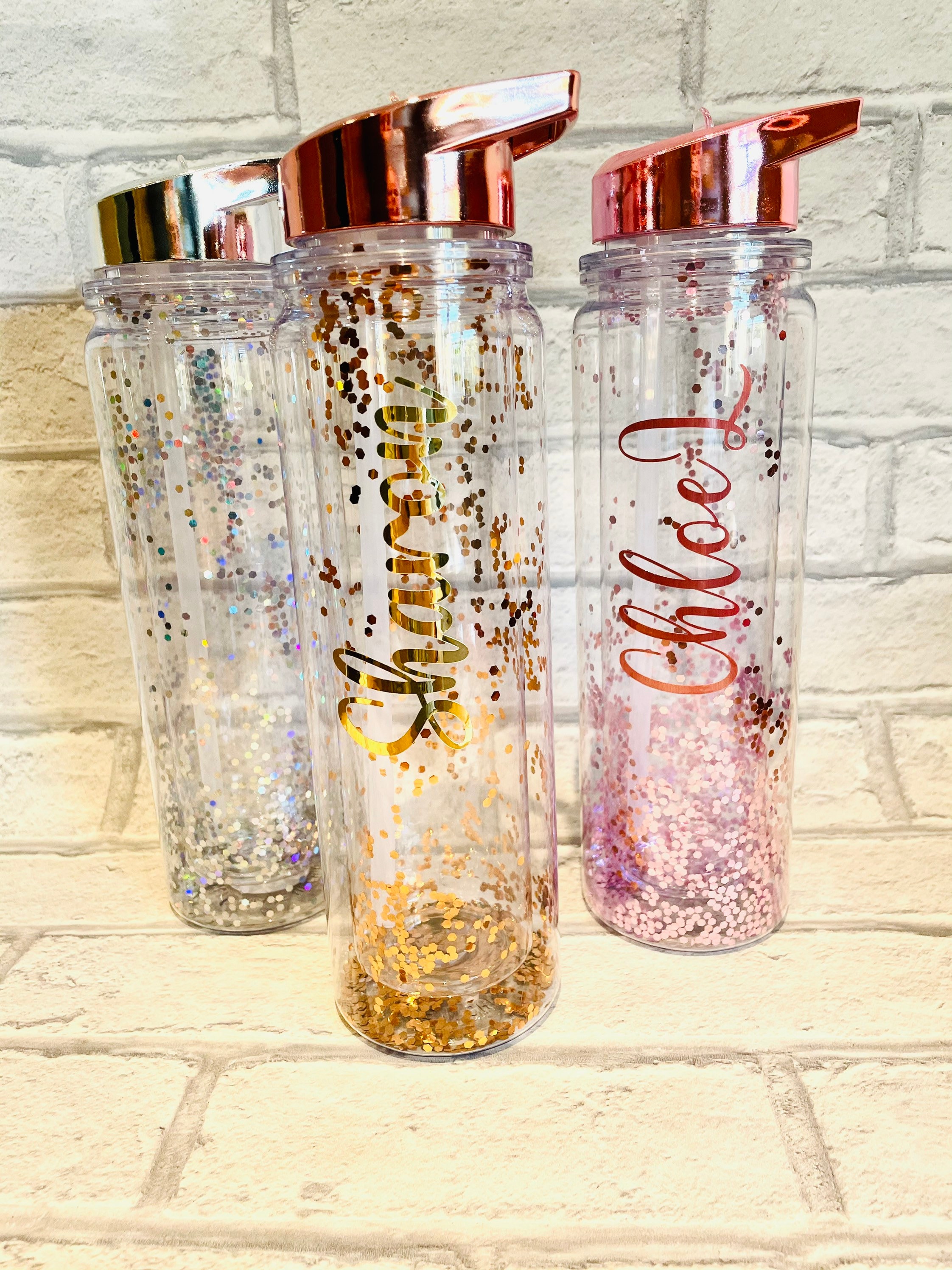 Personalised Glitter water bottle Glitter Water bottle Etsy