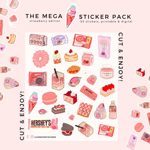 kawaii sticker sheet strawberry bullet journal stickers etsy