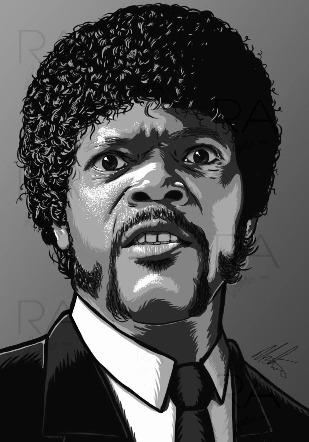 Pulp Fiction Samuel L Jackson as Jules Winnfield Hand Drawn Art Picture  Print Poster - Etsy