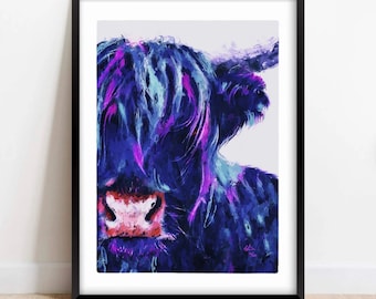 Highland Cow Print | Highland Cow Limited Edition Original Artwork | Scottish Cattle Cow | Abstract Print | Farm House Decor