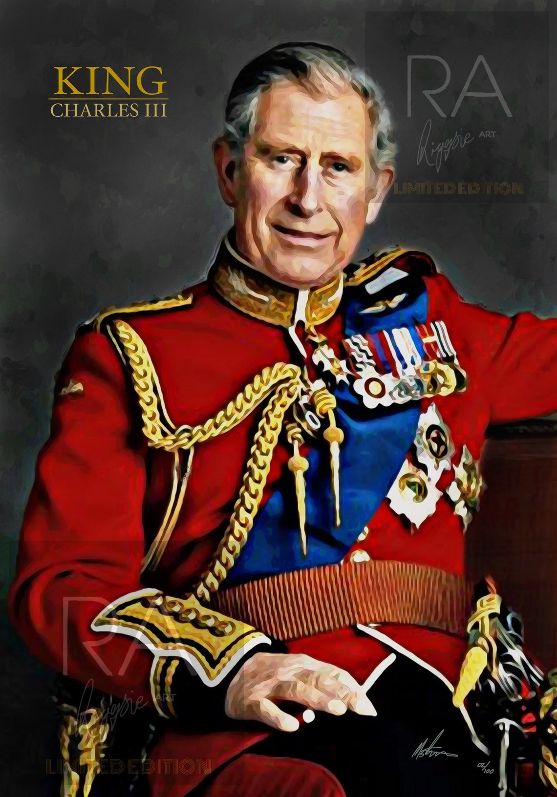 King Charles III Third Portrait Limited Edition Wall Art Etsy UK