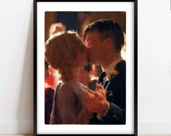 Tommy Shelby, Grace, Poster Print, The Kiss, Peaky Blinders Limited Edition Hand Drawn Wall Art Cillian Murphy Gift for Her Him