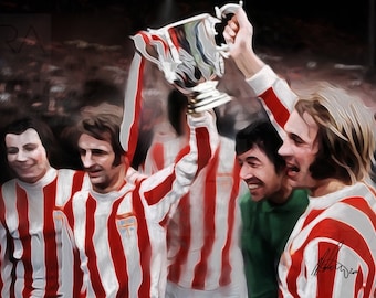 Stoke City 1972 League Cup Winners, Stoke City Gift, Hand Drawn Digital Drawing, Wall Art, Picture, Print, Wall Decor