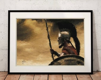 300 Spartans King Leonidas, Limited Edition Gladiator Wall Art, Original Artwork, Spartan Warrior, Iconic Film Canvas Poster, Movie Decor