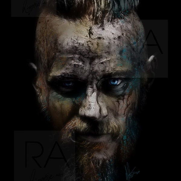 Ragnar Lothbrok, Vikings, Vikings print, Ragnar Lothbrok Print, Vikings gift, Wall Art, Movie Art, Digital Drawing, print, poster