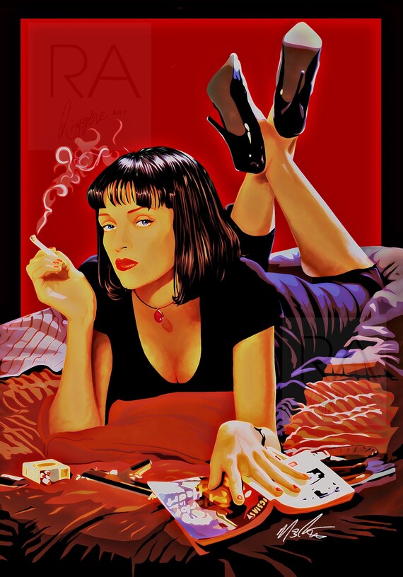 Pulp Fiction Movie Cover Art Poster Print, Hand Drawn, Quentin Tarantino,  Uma Thurman, Bruce Willis, John Travolta, Samuel L Jackson - Etsy