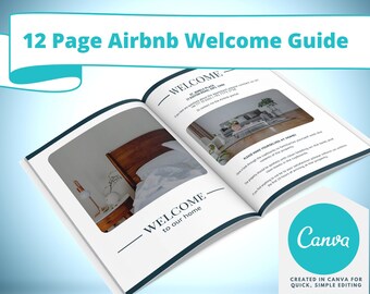 VRBO Guest book template - Airbnb welcome guide template - Made with Canva Templates for quick easy Editing