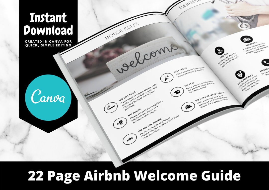 Airbnb House Manual Template Airbnb Guestbook Editable in Canva With Airbnb House Manual Template Airbnb Guestbook Editable in Canva With