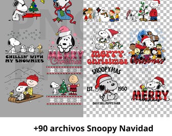 Package of over 90 Beagle Fan Art Christmas PNG designs, Peanuts PNG, SVG Christmas PNG, instant download