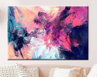 Purple Blue Abstract Canvas Print: Modern Marble Wall Art