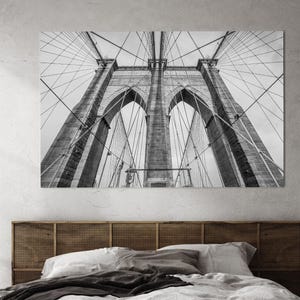 Brooklyn Bridge Canvas Art: Black and White New York Wall Decor