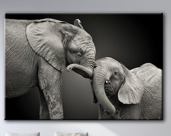 Elephant Family Canvas Print: African Animal Wall Art