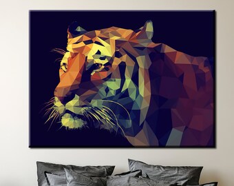 Geometric Tiger Canvas Art: Modern Wildlife Painting
