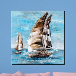 Sailboat Canvas Print: Coastal Seascape Painting, Modern Wall Decor