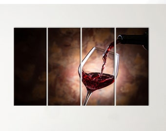 Hälla vin i ett glas, väggkonst för bar, köksinredning, matsal, canvastavla med rött vin, heminredningskonst, väggkonstdekor, personlig present