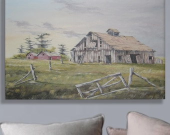 Rustic Barn Canvas Art: Vintage Farmhouse Wall Decor