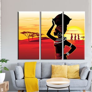 African Woman Canvas Art: Ethnic Wall Decor, Retro Painting