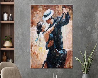 Romantic Couple Canvas, Modern Art Canvas, Kitchen Decor Art, Abstract Wall Art, Tango Dancers Painting 3D Canvas, Gift For The Home,