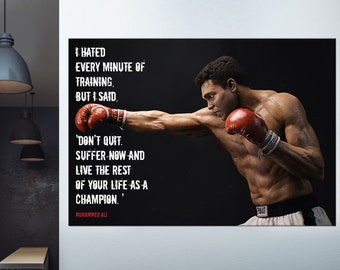 Muhammad Ali Motivational Quote Figure Canvas Print Posters Wall Art Home Decor