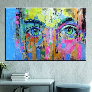Abstract Men Portrait Canvas Art: Colorful Oil Painting, Modern Wall Decor