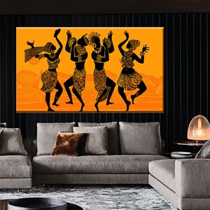 African Dancers Canvas Art: Abstract Painting Poster